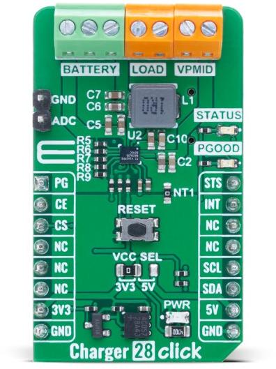 MikroElektronika-MIKROE-6519 Power Management Development Boards and Kits BQ25638 Battery Management Click Board