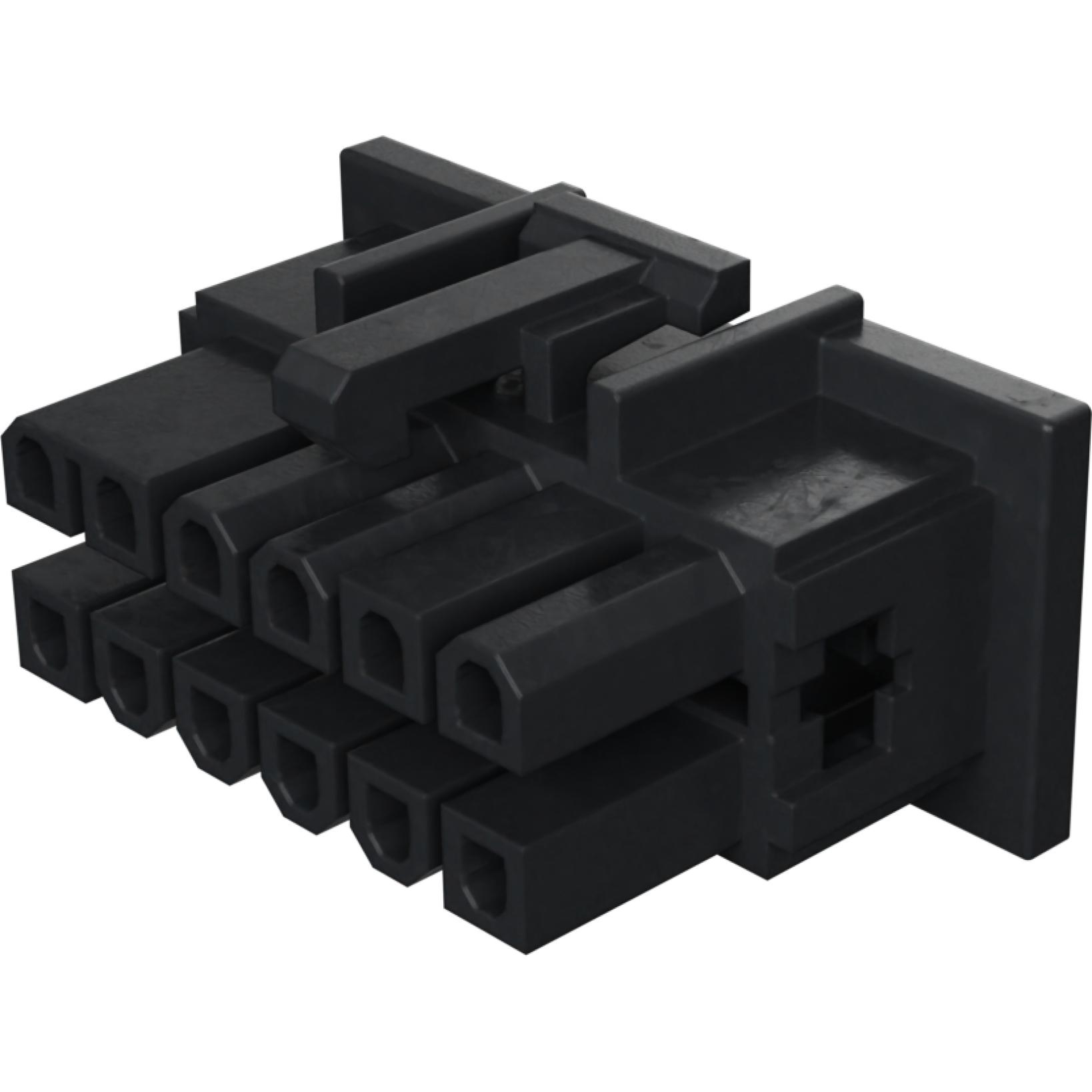 Molex-0015975121 Carcaza de cables discretos de conector Conn Housing F 12 POS 4.2mm Crimp ST Cable Mount Black Mini-Fit® TPA Bag