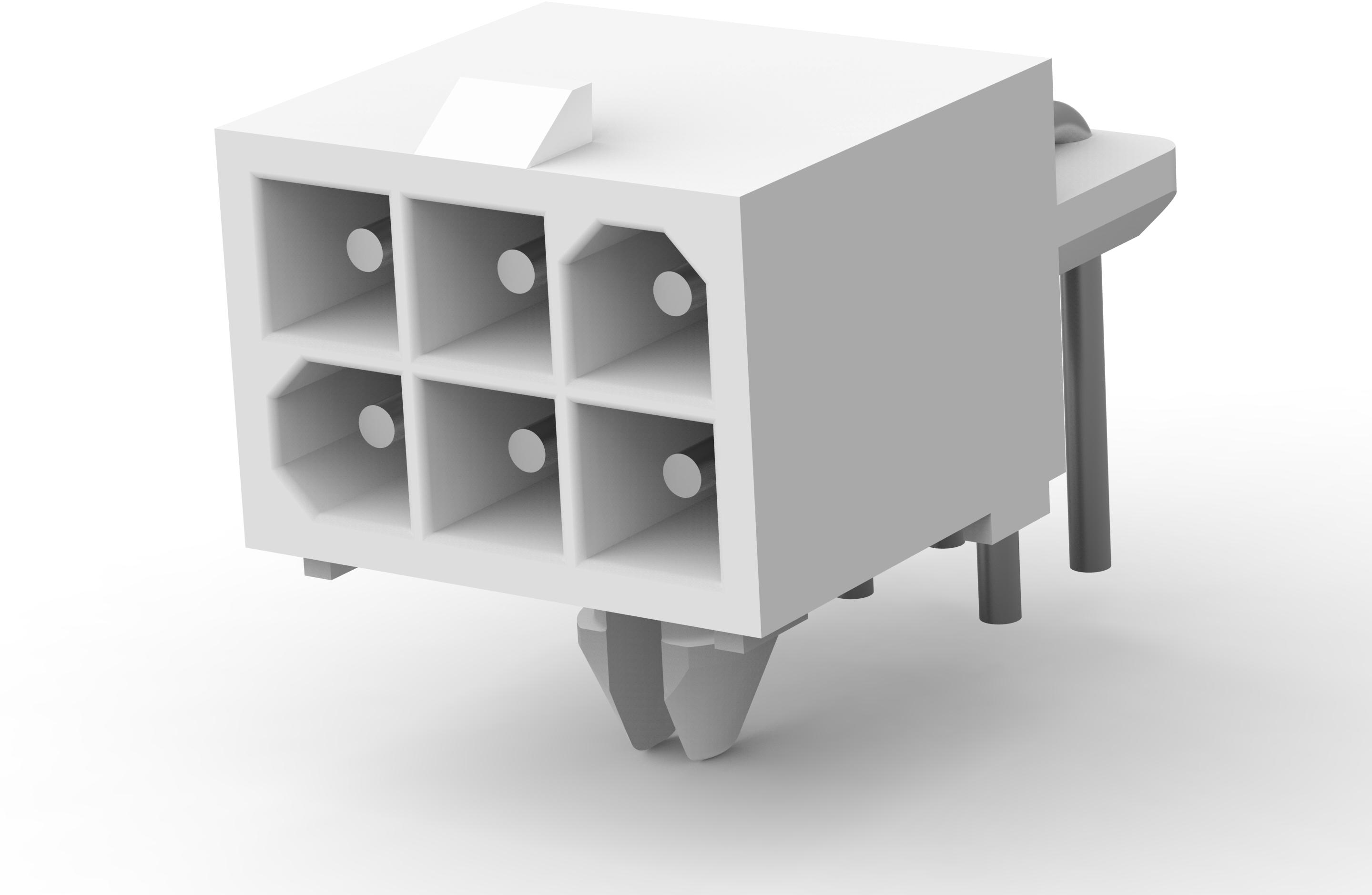 TE Connectivity-1586611-1 连接器插头及 PCB 插座 Conn Wire to Board HDR 6 POS 4.14mm Solder RA Thru-Hole
