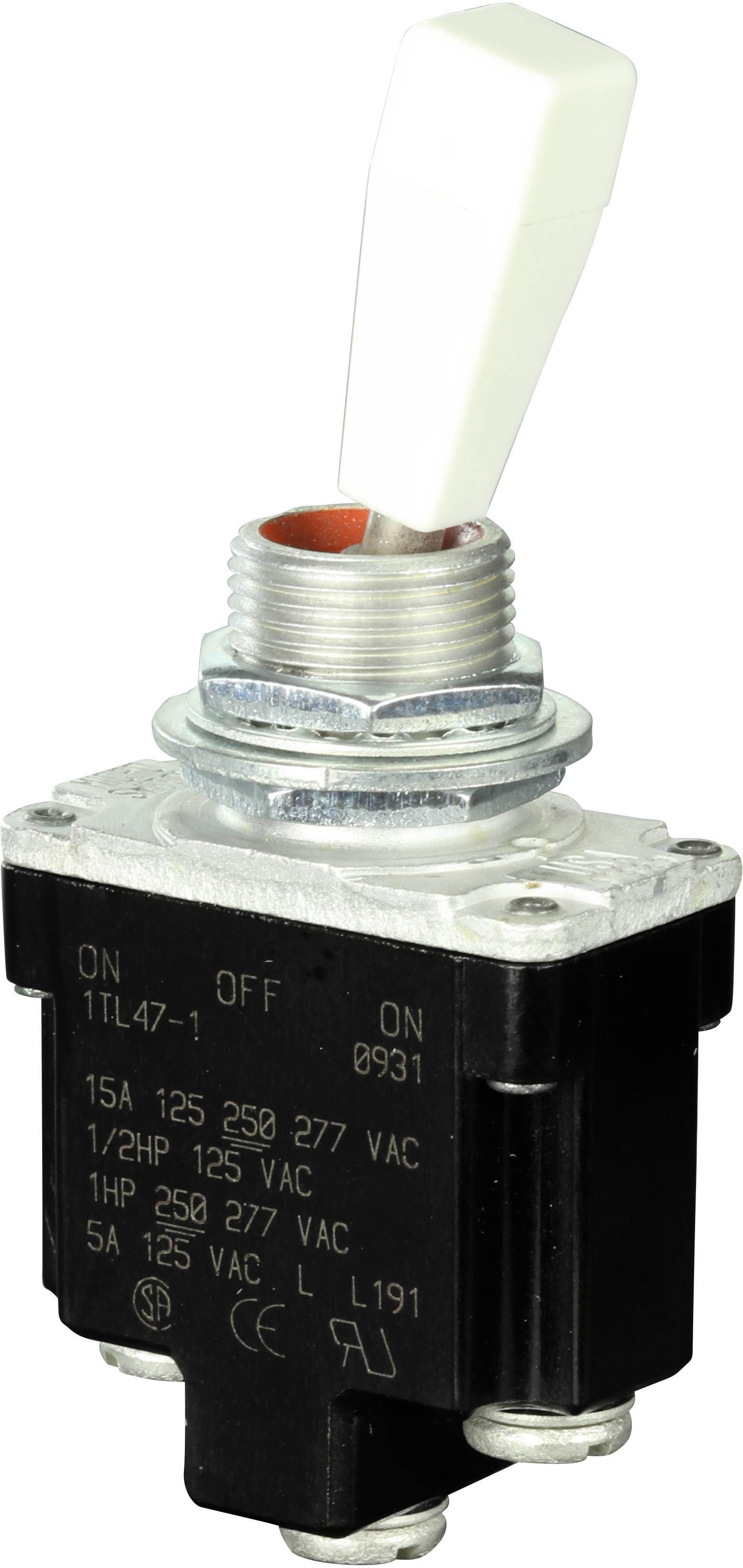 Honeywell-1TL47-1 Switch Toggle Switch Toggle ON OFF ON SPDT Lever Screw 20A 277VAC 250VDC 745.7VA Panel Mount with Threads