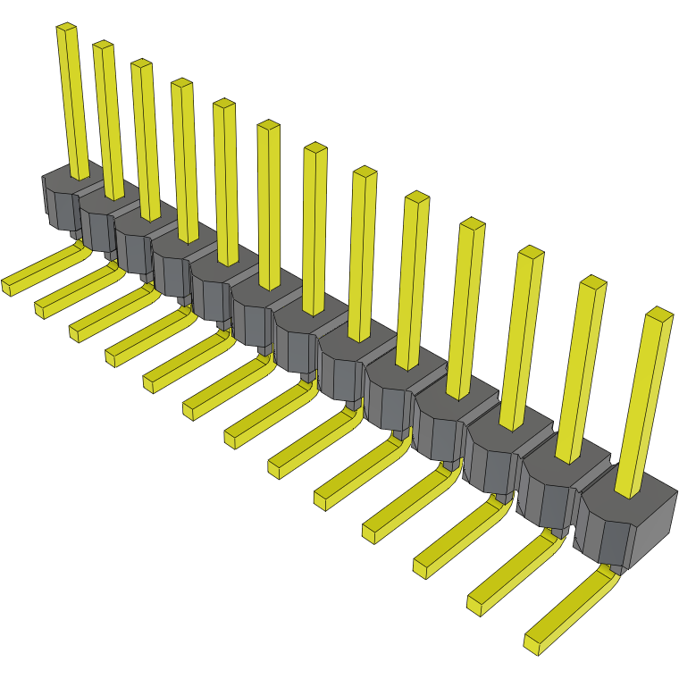 Samtec-MTSW-113-22-T-S-300-RA Connector Headers and PCB Receptacles Conn Unshrouded Header HDR 13 POS 2.54mm Solder RA Side Entry Thru-Hole Bulk